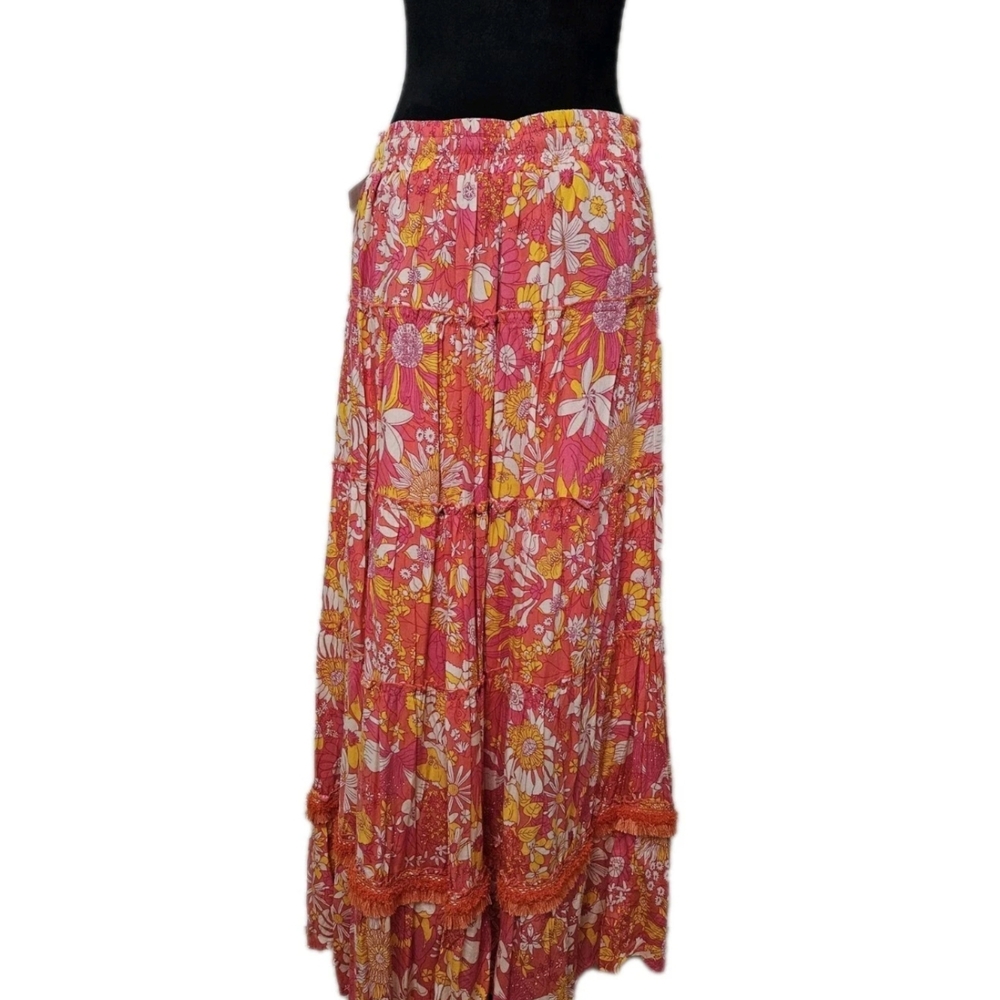 Floral Maxi Skirt in Orange mutlicolor-Size Medium - Picture 7 of 16